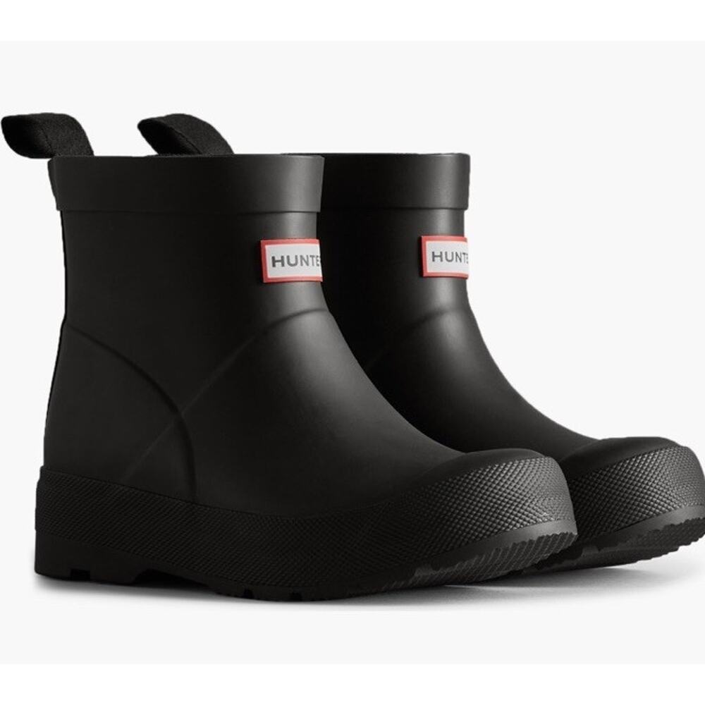 Hunter Play Waterproof Short Rain Boots Black Boys 2 Girls 3 EUC